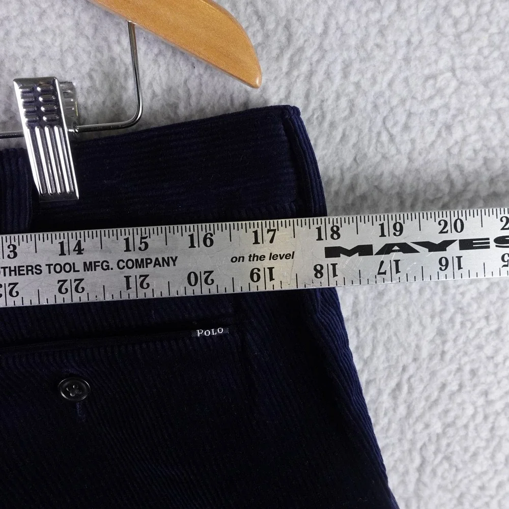 Polo Ralph Lauren Mens Classic Fit Navy Blue Corduroy Pants 35x32 Stretch Cotton